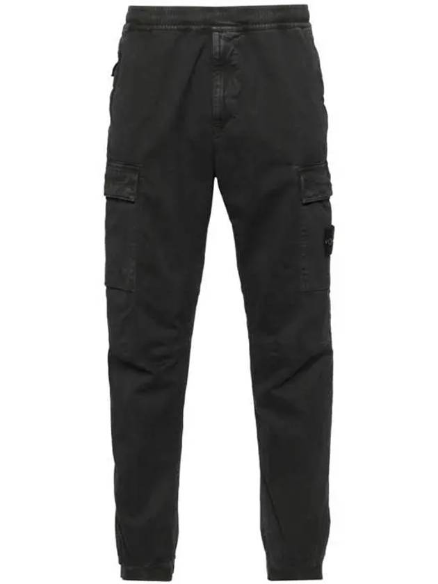 Stretch Cotton Cargo Straight Pants Black - STONE ISLAND - BALAAN 2