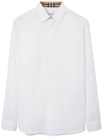 Plain Cotton Long Sleeve Shirt White - BURBERRY - BALAAN 2