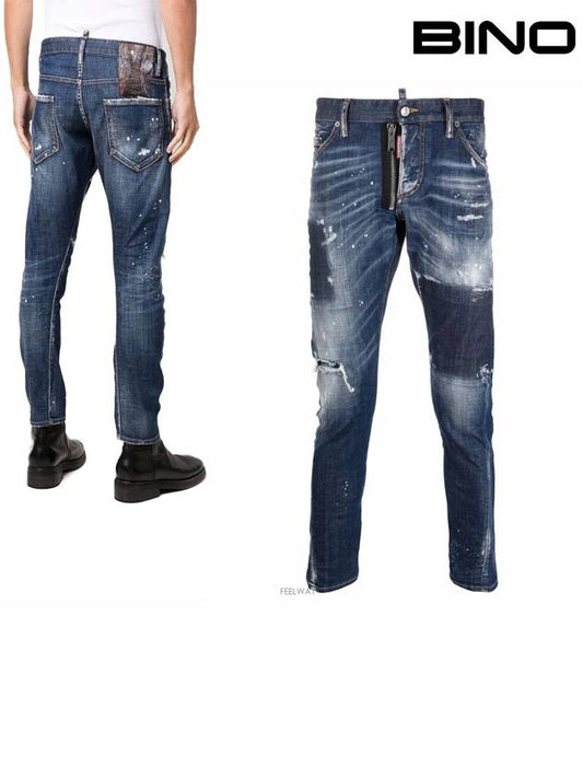 Men's Dark Reveal Wash Sexy Twist Jeans Blue - DSQUARED2 - BALAAN.