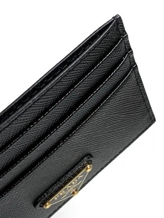 Saffiano Leather Triangle Logo Card Wallet Black Gold - PRADA - BALAAN 5