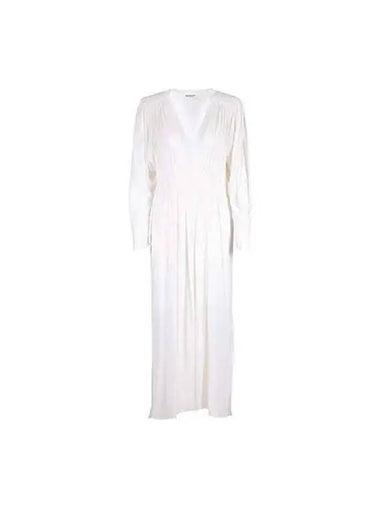 Women s EZINIA V neck long dress ecru RO0009 FA1J43E - ISABEL MARANT - BALAAN 1