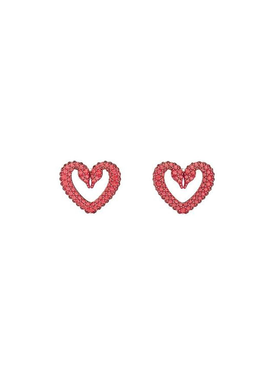 Una Heart Stud Earrings Red - SWAROVSKI - BALAAN 1