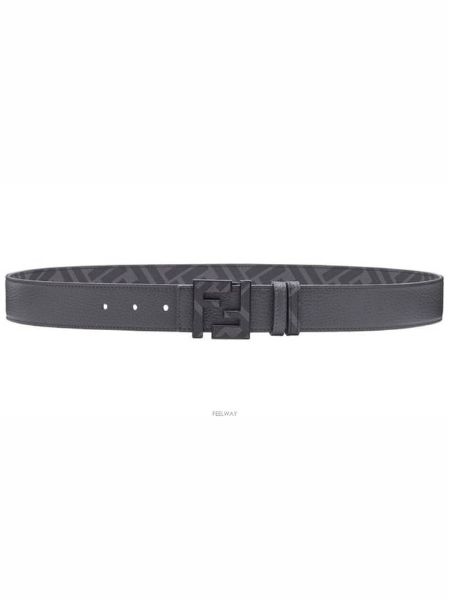 Square FF Leather Reversible Belt Grey - FENDI - BALAAN 2