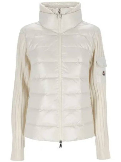 Women's Padded Wool Cardigan White - MONCLER - BALAAN 2