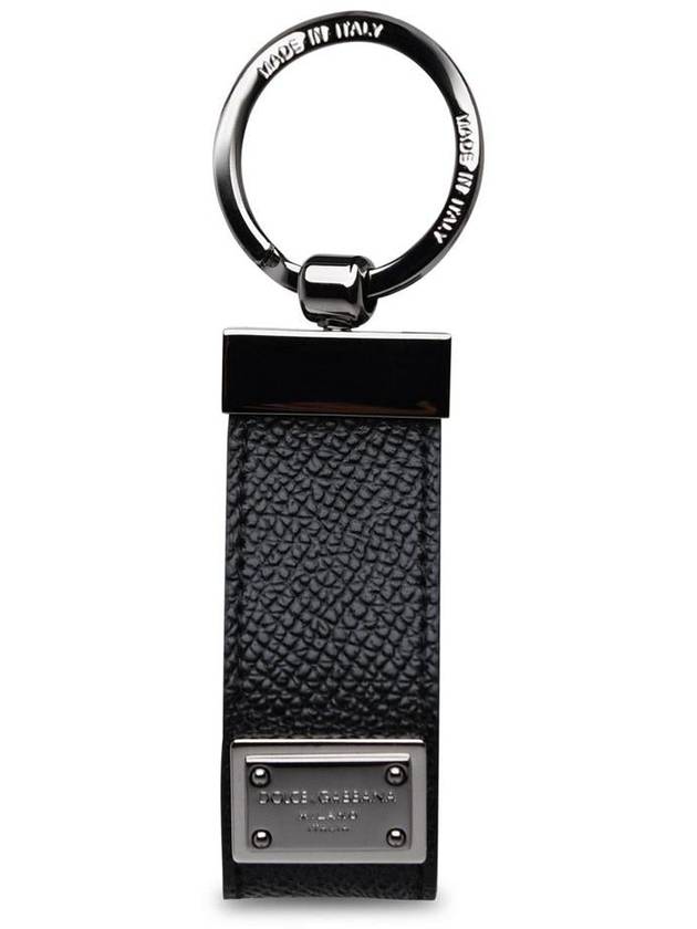 Dolce & Gabbana Black Leather Dauphine Keyring - DOLCE&GABBANA - BALAAN 1