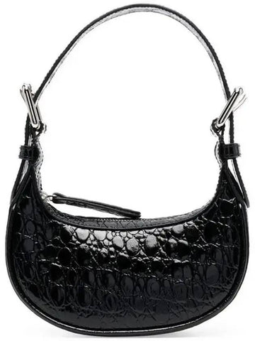 Soho Croco Embossed Mini Shoulder Bag Black - BY FAR - BALAAN 1