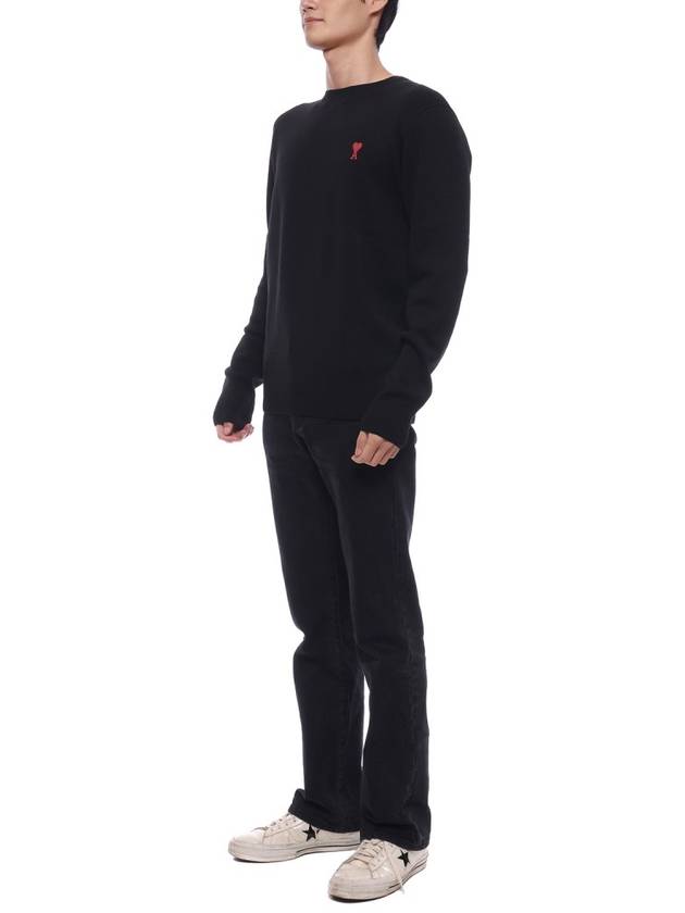 de Coeur Embroidery Crewneck Knit Top Black - AMI - BALAAN 5