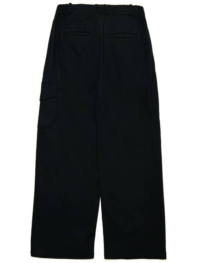 Women's Wool Wide Cargo Slacks Black - MOTH - BALAAN 5