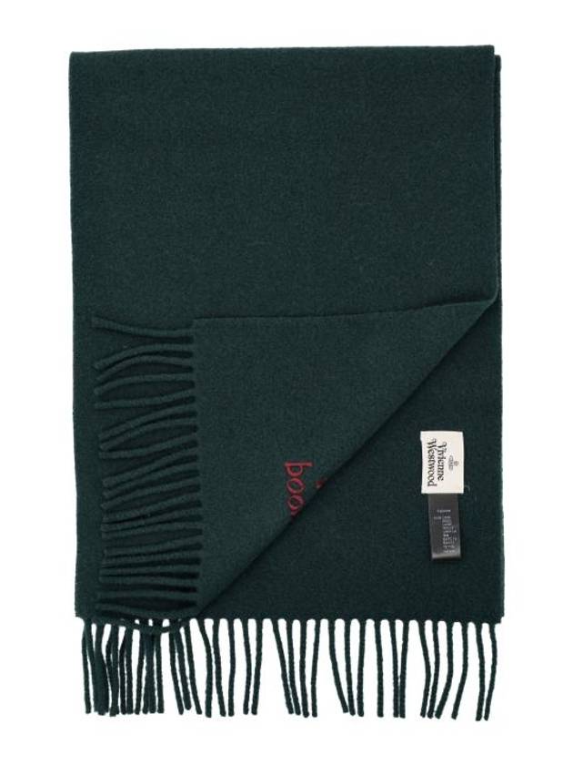 Logo Wool Fringe Muffler Anthracite Green - VIVIENNE WESTWOOD - BALAAN 3