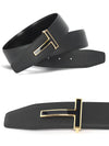 T-buckle reversible leather belt black - TOM FORD - BALAAN.