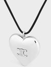 Coeur Triomphe Brass Rhodium Cotton Necklace Silver Black - CELINE - BALAAN 3