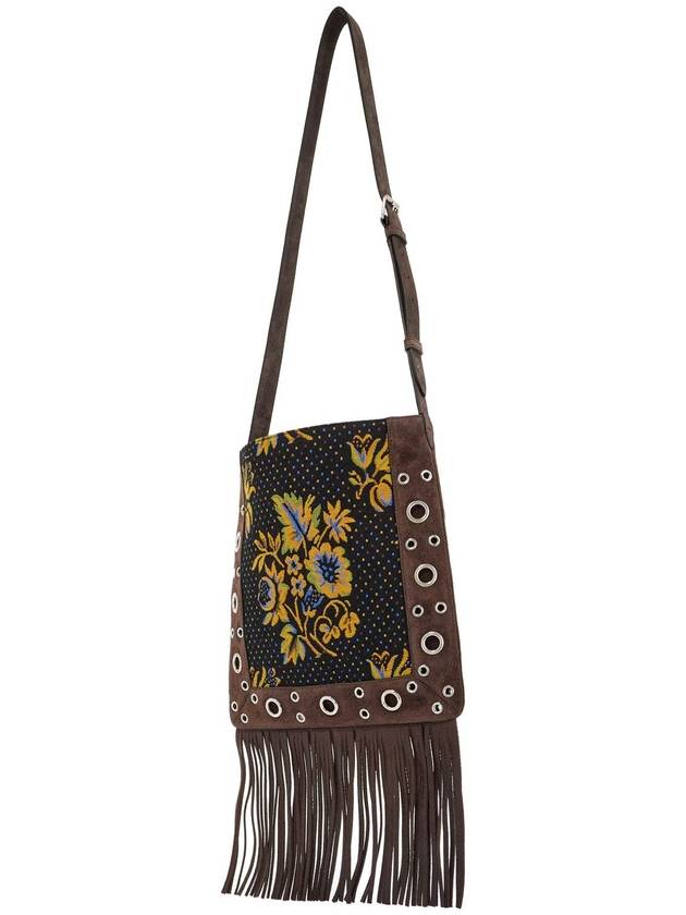 multicolored floral crossbody bag in dark brown with fringes - VALENTINO - BALAAN 2