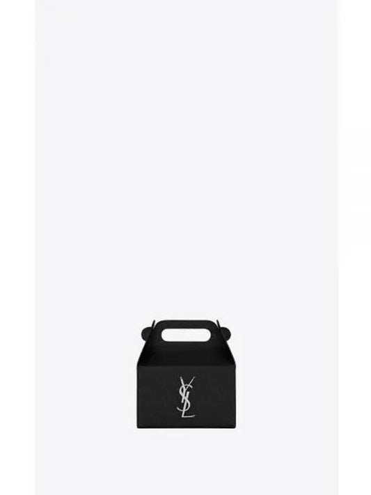 YSL Clutch Bag Monogram Embossed Leather Takeaway Box Black Bag 732657AABRS1000 - SAINT LAURENT - BALAAN 1