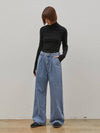 Denim pleated tuck wide long pants blue - RYUL+WAI: - BALAAN 2