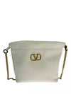 V Logo Signature Leather Bucket Bag White - VALENTINO - BALAAN 3