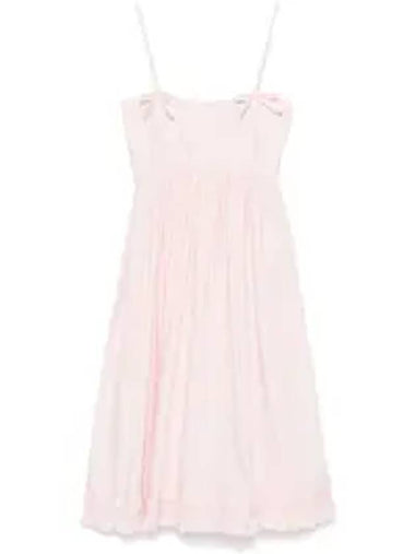 Poplin strap midi dress pink - GANNI - BALAAN 1