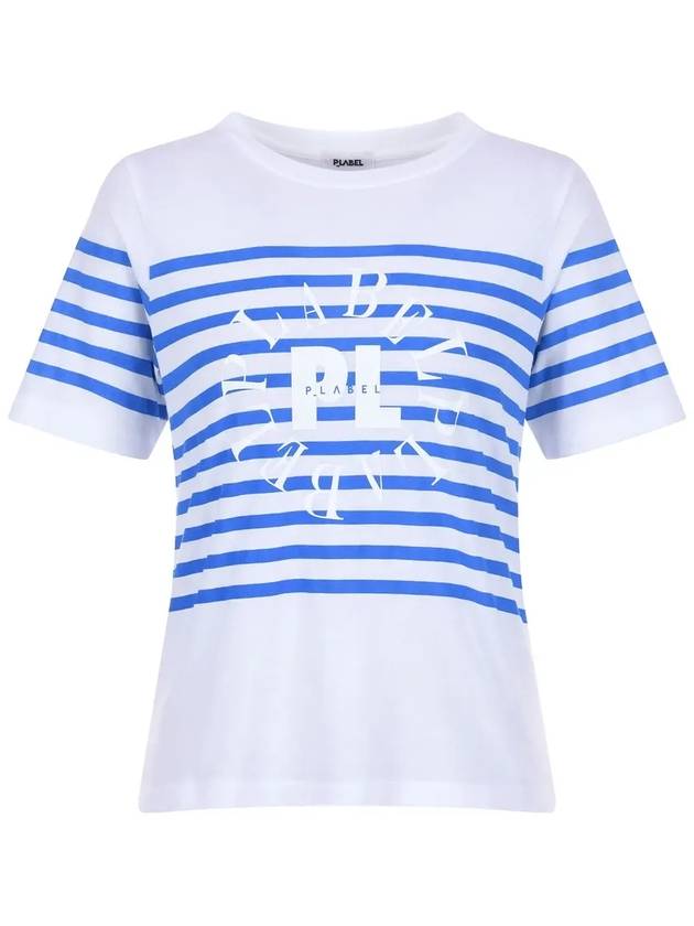 Striped Logo Short Sleeve T-Shirt MW3ME187BLU - P_LABEL - BALAAN 10