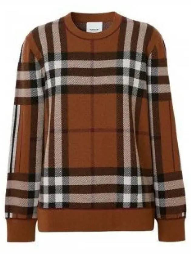 Checked Wool Knit Top Brown - BURBERRY - BALAAN 2