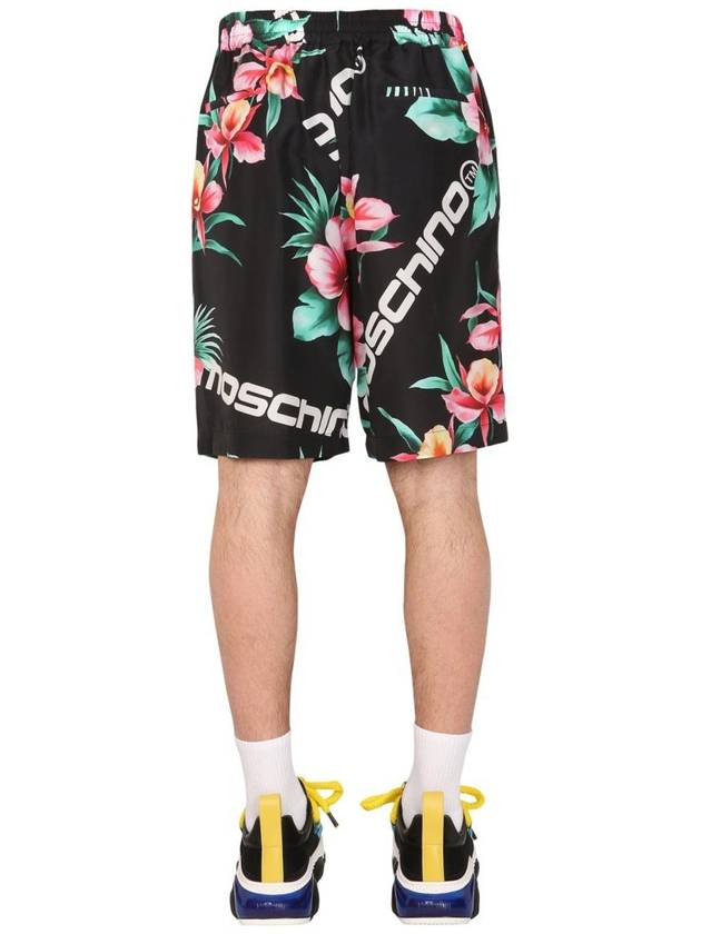 Men's Hibiscus Print Shorts Black - MOSCHINO - BALAAN 5