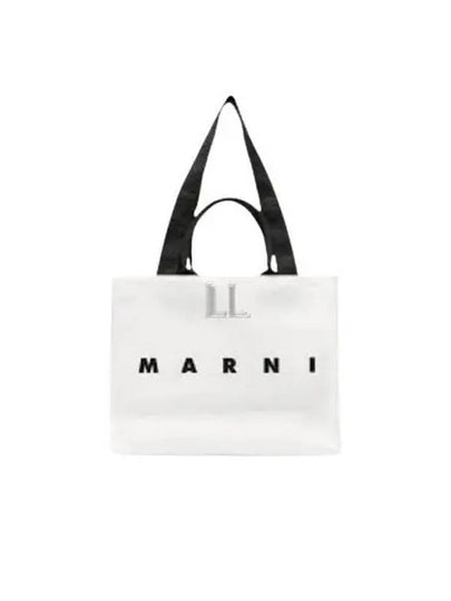 Logo Print Canvas Tote Bag White - MARNI - BALAAN 2