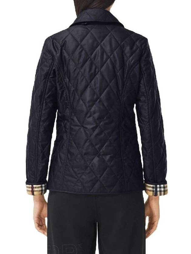 Women's Diamond Quilted Thermoregulated Check Jacket Midnight - BURBERRY - BALAAN 4