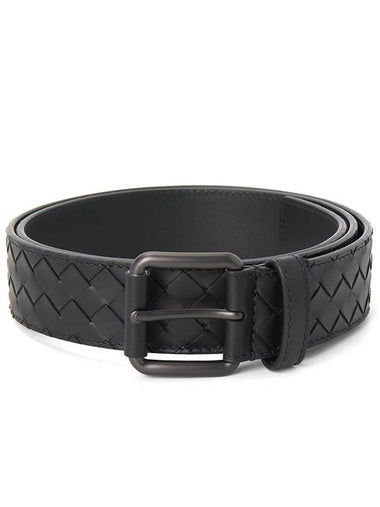 Intrecciato Leather Belt Black - BOTTEGA VENETA - BALAAN 1