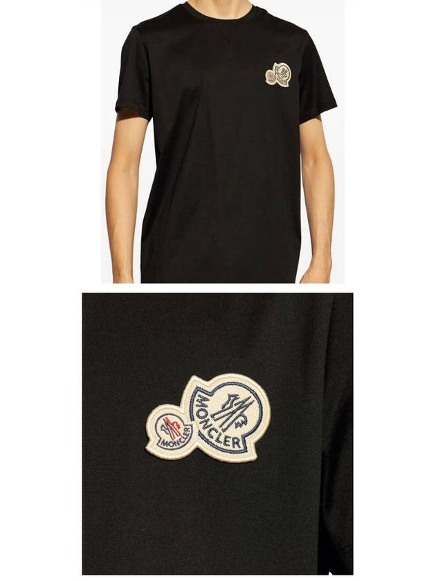 Double Logo Patch Round Short Sleeve T-Shirt Black - MONCLER - BALAAN 6