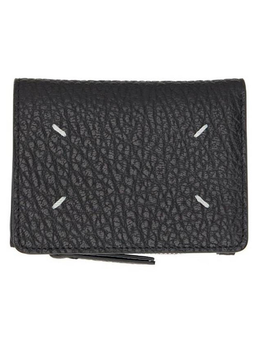 Stitched Leather Half Wallet Black - MAISON MARGIELA - BALAAN 2