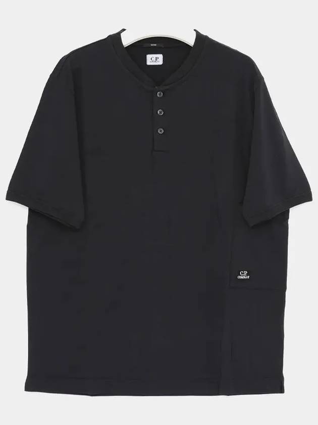 Tacting Piquet Buttoned Short Sleeve T-Shirt Black - CP COMPANY - BALAAN 4