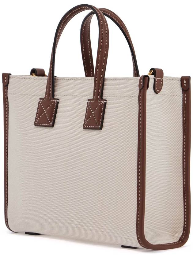 Mini Two-Tone Canvas and Leather Freya Tote Bag Natural Tan - BURBERRY - BALAAN 3