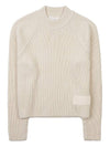 Logo Patch Wool Knit Top Beige - AMI - BALAAN 2