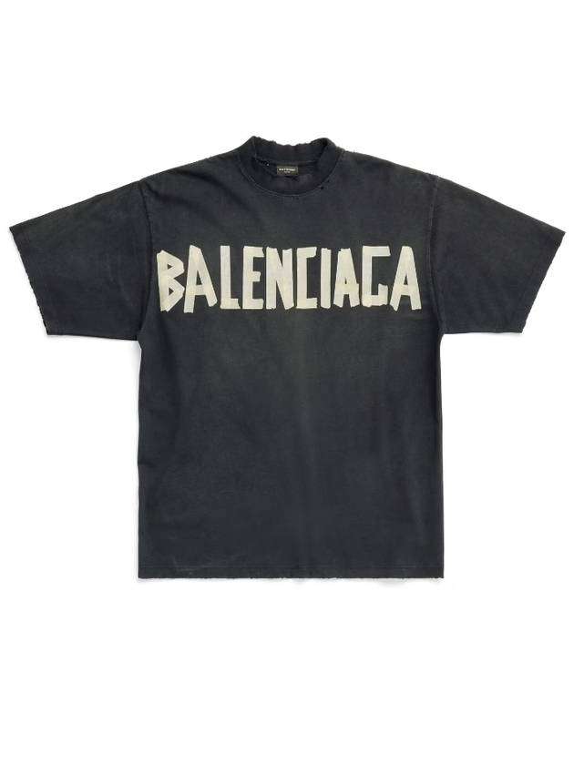 Tape Type Logo Medium Fit Short Sleeve T-Shirt Black - BALENCIAGA - BALAAN 2