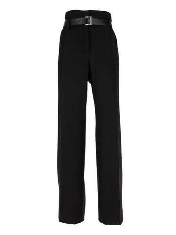 Wool Gabardine Straight Pants Black - PRADA - BALAAN 1