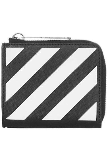 Diag Binder Zipper Card Wallet Black - OFF WHITE - BALAAN 1