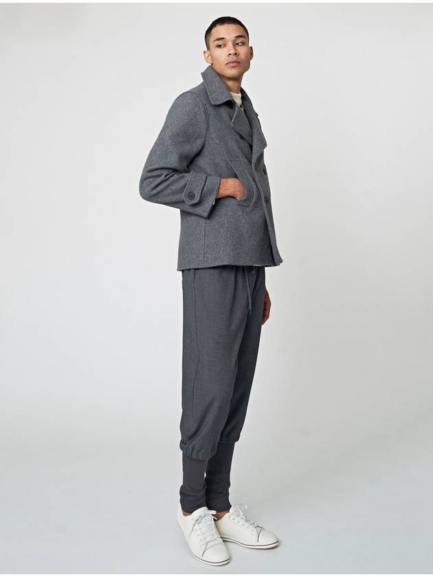 Wool Blend Pea Coat Melange Grey - ATHPLATFORM - BALAAN 5