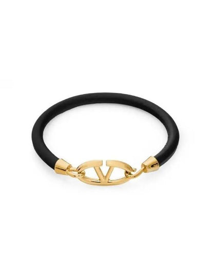 Valentino 5Y2J0R86 RMP 0NO J0R86 Garavani V Logo Bold Edition Leather Bracelet - RED VALENTINO - BALAAN 2