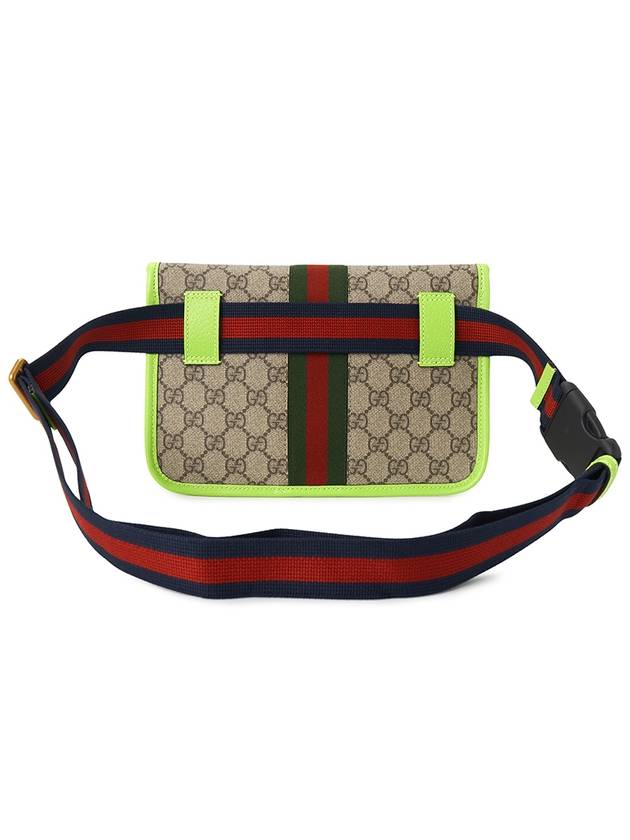 Ophidia Web GG Supreme Small Canvas Belt Bag Green Beige - GUCCI - BALAAN 4