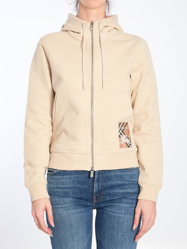 Check Label Cotton Hooded Zip Up Nutmeg - BURBERRY - BALAAN 2