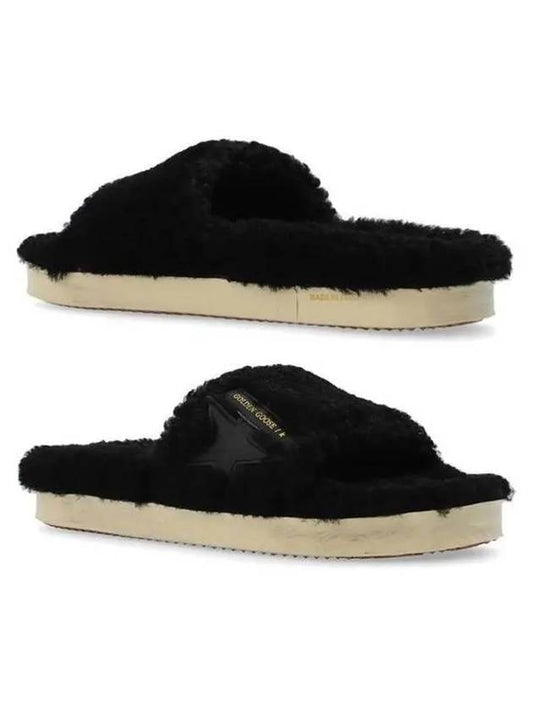 Leather Star Shearling Full Star Slippers Black - GOLDEN GOOSE - BALAAN 2