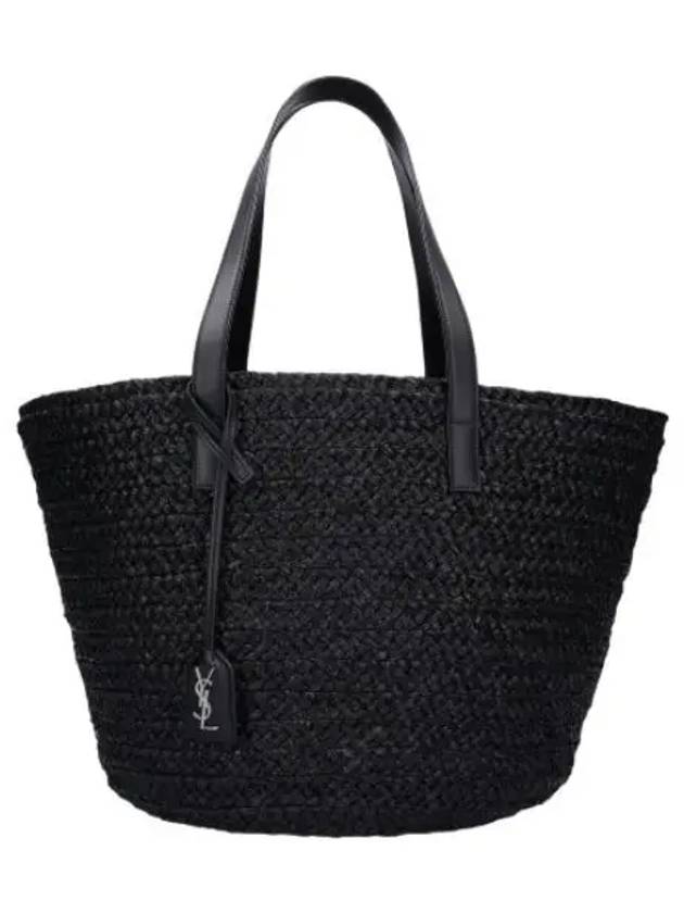 Raffia Pannier Tote Bag Black - SAINT LAURENT - BALAAN 2