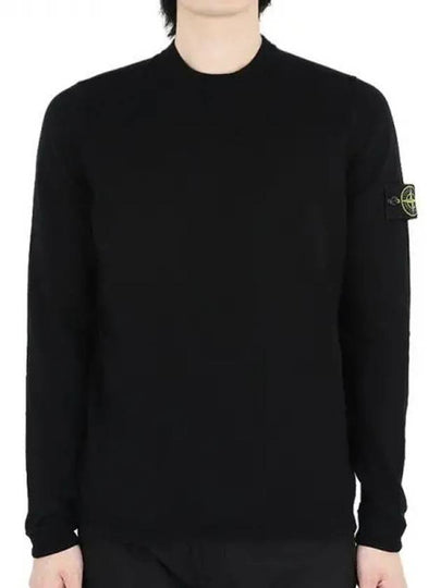 Raw Hand Cotton Crewneck Knit Top Black - STONE ISLAND - BALAAN 2