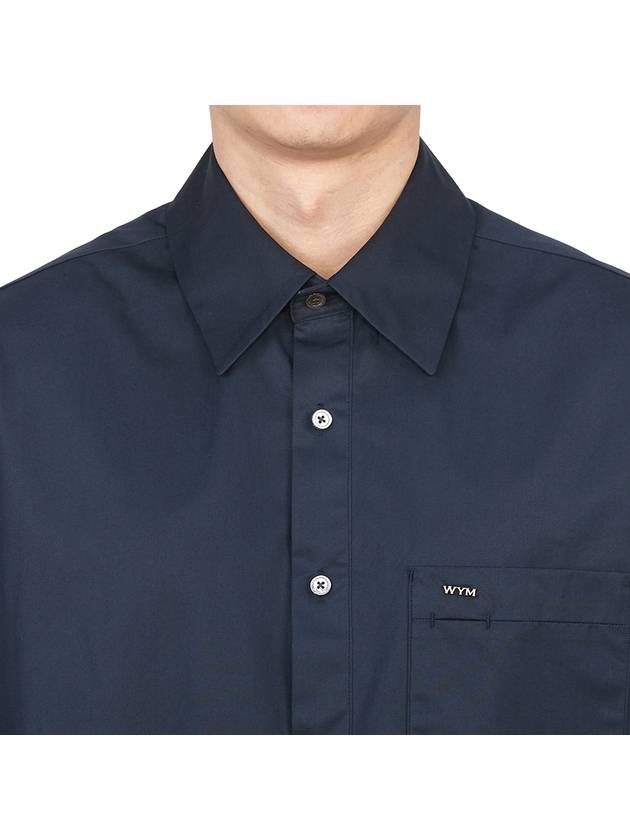 Back Logo Cotton Long Sleeve Shirt Navy - WOOYOUNGMI - BALAAN 6