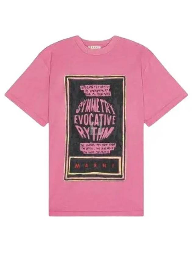 Slogan Print Short Sleeve T-Shirt Pink - MARNI - BALAAN 2