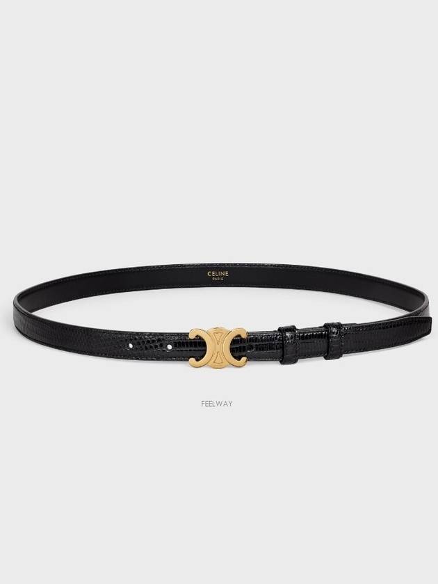 Small Lizard Triomphe Belt Black - CELINE - BALAAN 3