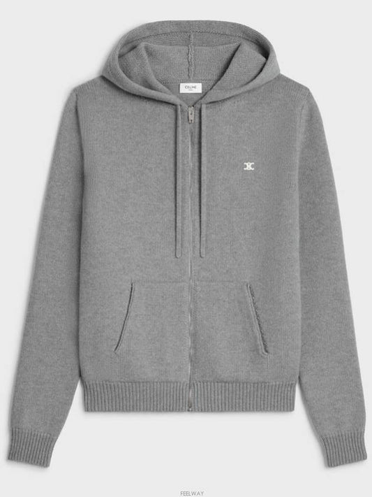 Triomphe Wool Zip-Up Hoodie Medium Grey - CELINE - BALAAN 2