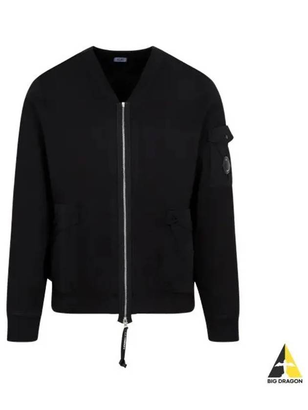 Men's Logo Patch Zip-Up Jacket Black - CP COMPANY - BALAAN 2