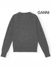 Intarsia Graphic Logo Crew Neck Wool Knit Top Grey - GANNI - BALAAN 4