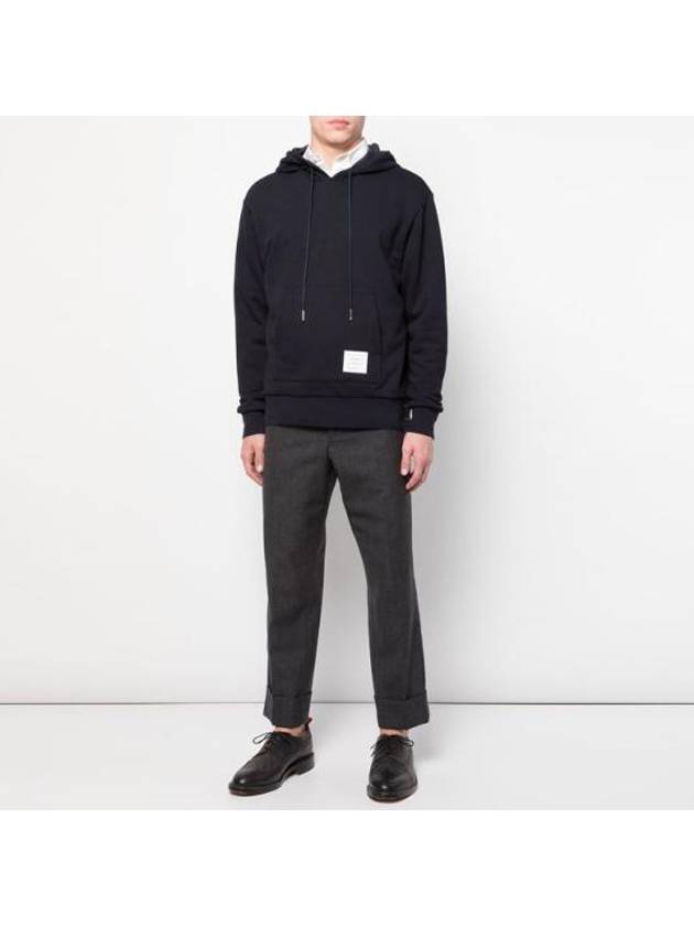 Men's Center Back Stripe Logo Patch Hoodie Navy - THOM BROWNE - BALAAN 4