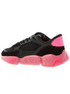 Bubble Back Mesh Suede Low Top Sneakers Black Pink - VALENTINO - BALAAN 4