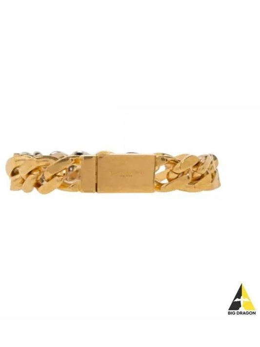 Two-Tone Logo Chain Link Bracelet Gold - SAINT LAURENT - BALAAN 2